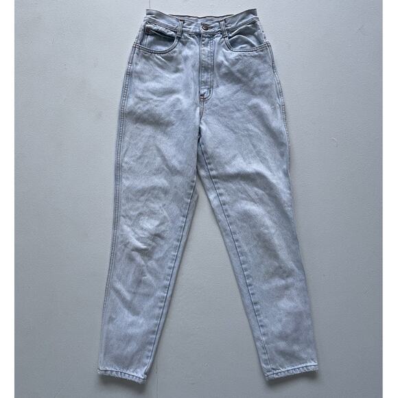 Vintage 80s RIO High Rise Acid Wash Light Blue Denim Jeans 25" w Bows Sz 7 - Picture 1 of 9